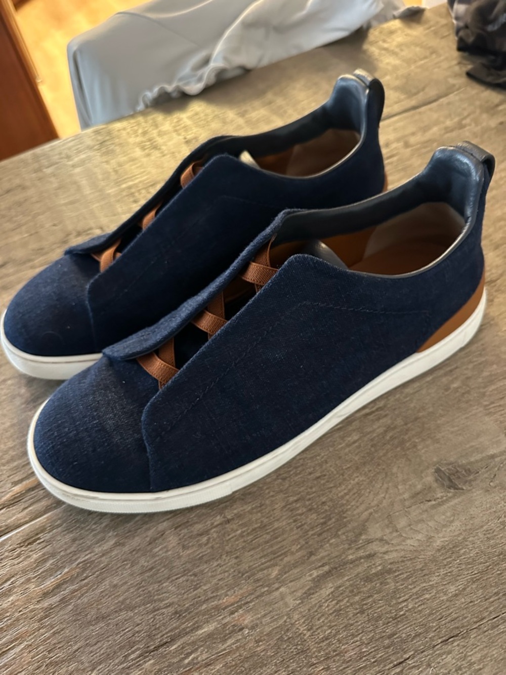 Zegna triple stitch wool flannel sneakers